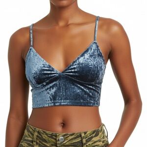 LAP Los Angeles Project Crushed Velvet V-Neck Crop Top Size Medium